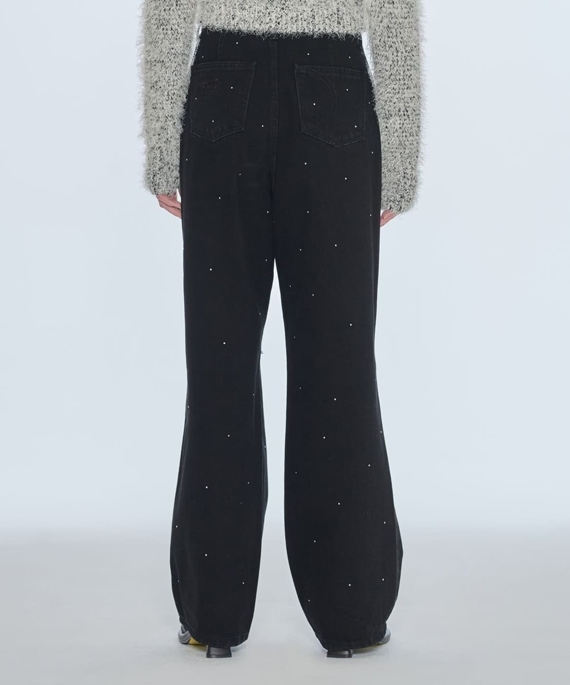 다이애그널 STUD DAMAGE DENIM PANTS (black) 상품이미지1