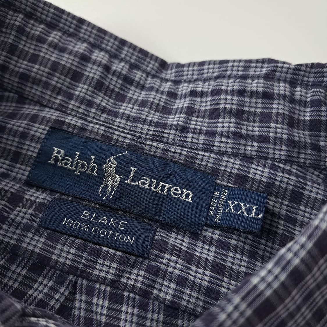 CK327 2XL 폴로 90s 다크네이비 마이크로 타탄체크 셔츠 남방 상품이미지3