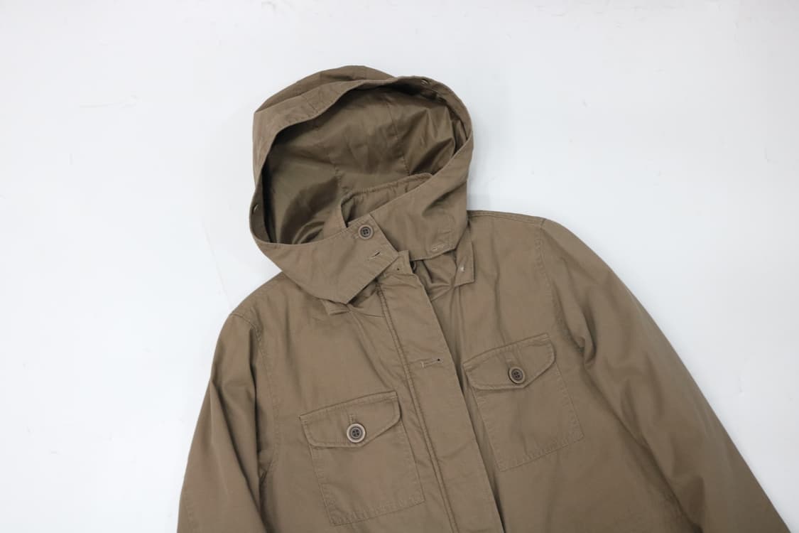 빈티지 카키 브라운 후드 필드 자켓 야상 점퍼 (M) 상품이미지5