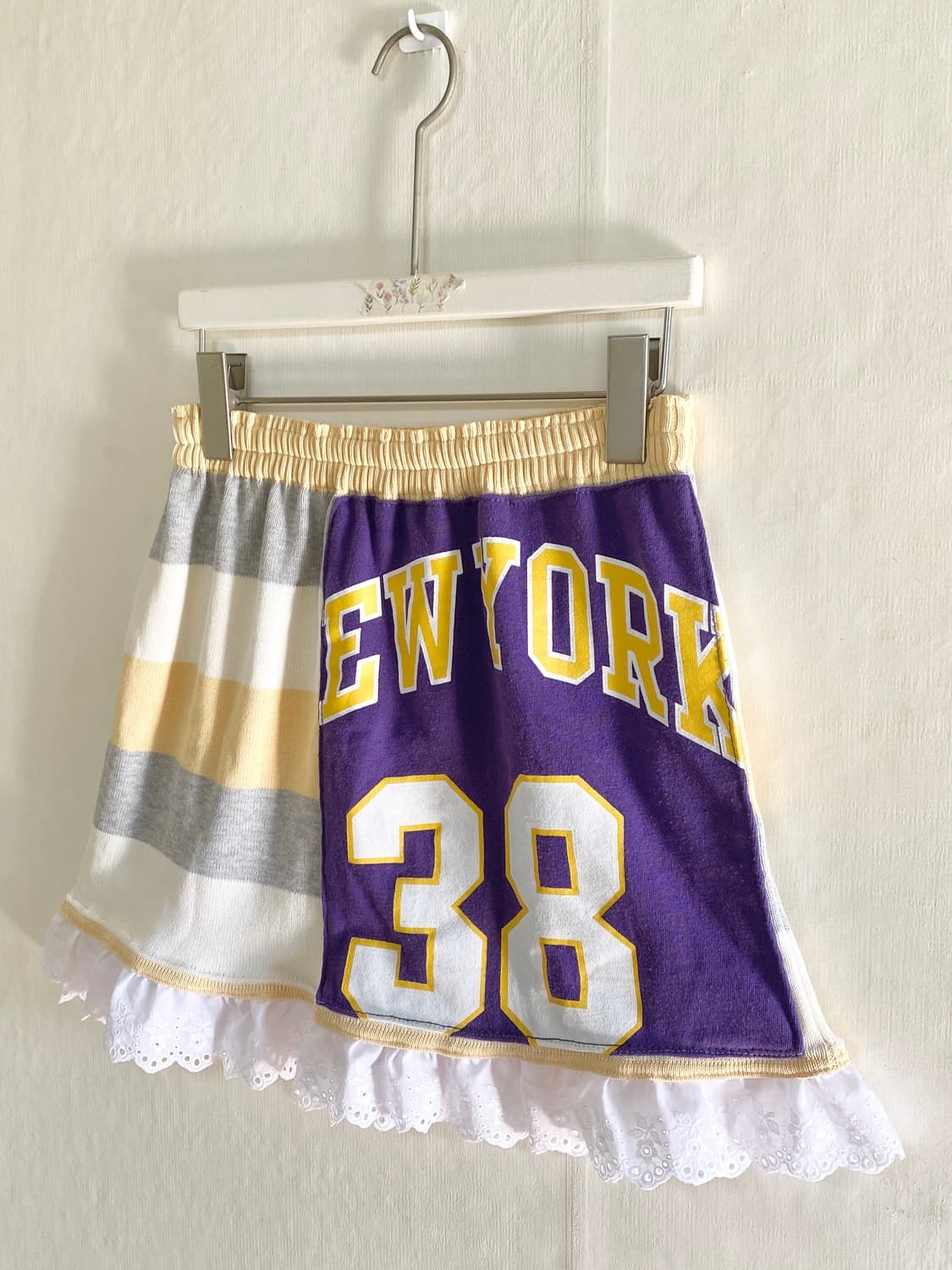 Purple College Patch Lace-Up Mini Skirt 상품이미지3