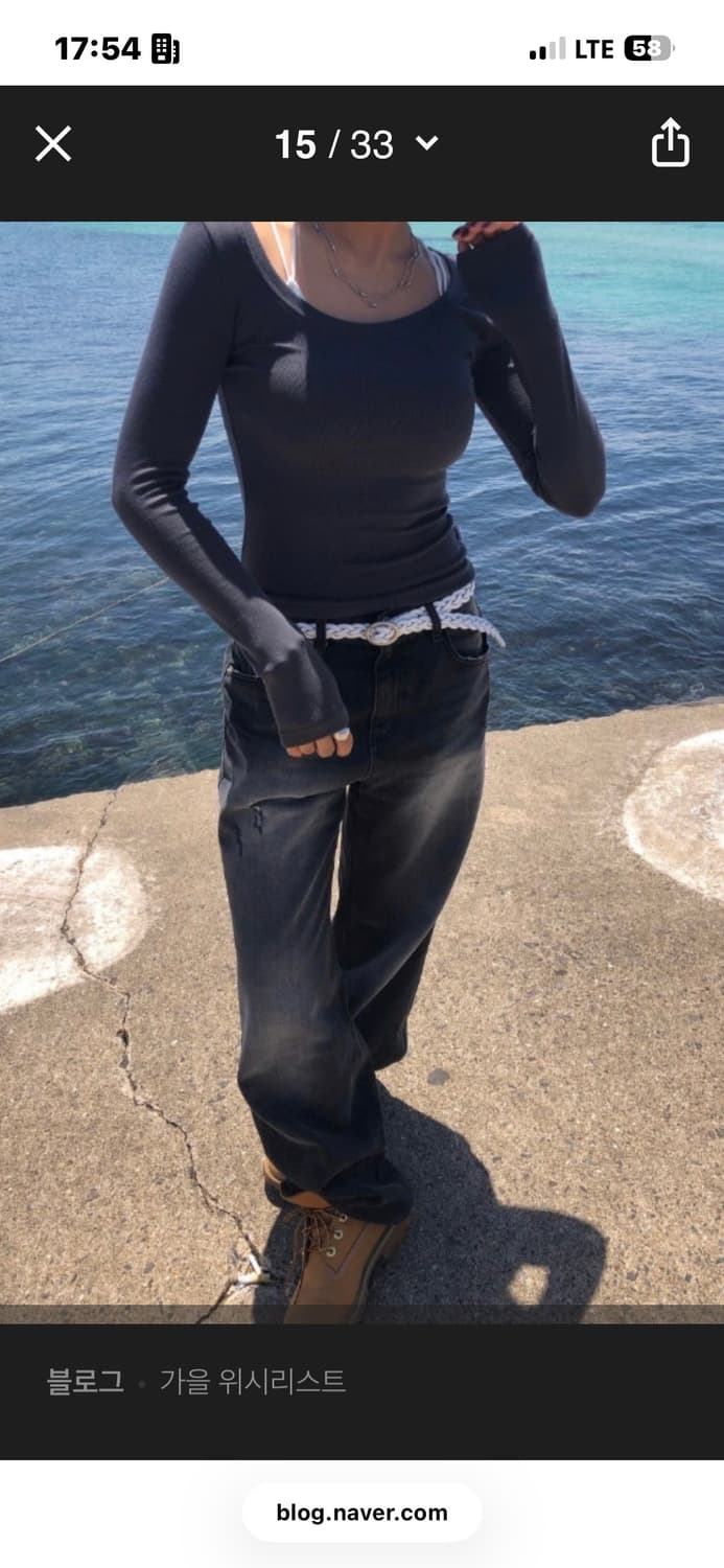 애즈온 ASON - 시그니처 와이드 데님팬츠 청바지 (블랙 블루 s) 상품이미지1