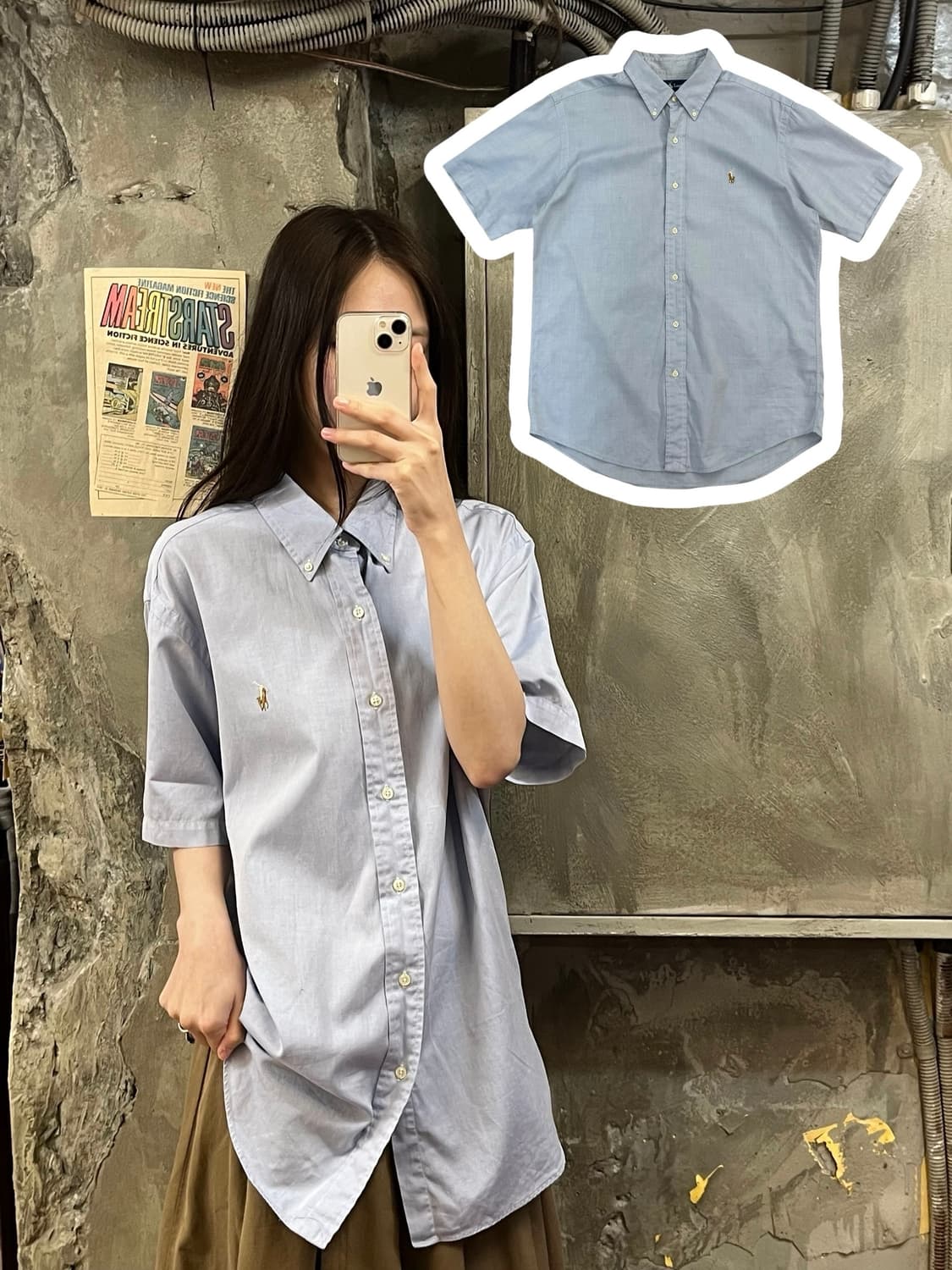 폴로 랄프로렌 반팔 셔츠 스카이블루 L #csz484 상품이미지1
