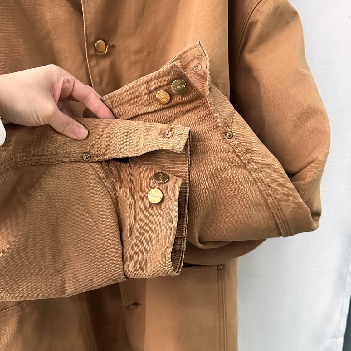 80-90s 올드 칼하트 초어 자켓 탄 브라운 54L 오버사이즈 상품이미지5