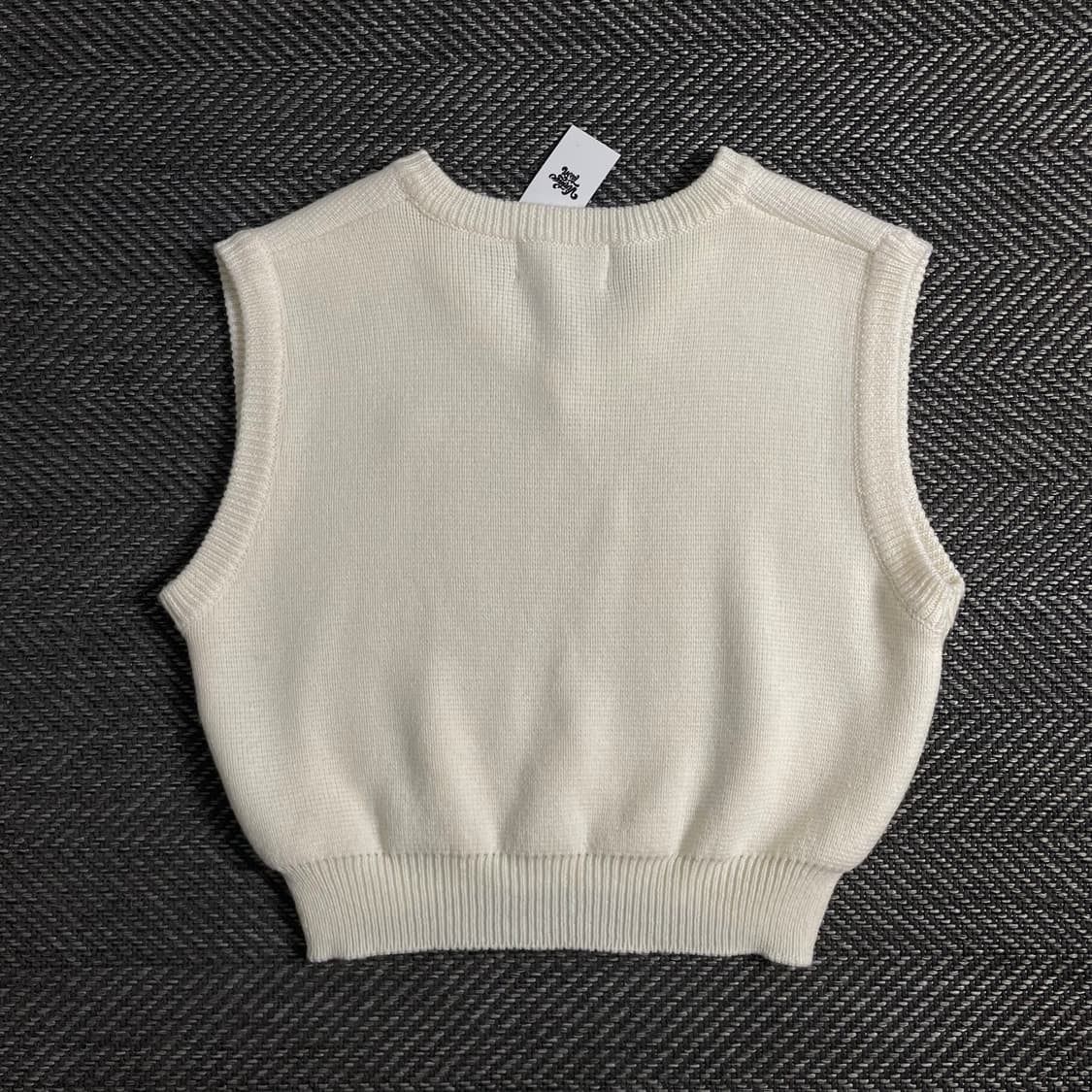 빈티지 우먼스 와플 크롭 니트 베스트o 3326 상품이미지3