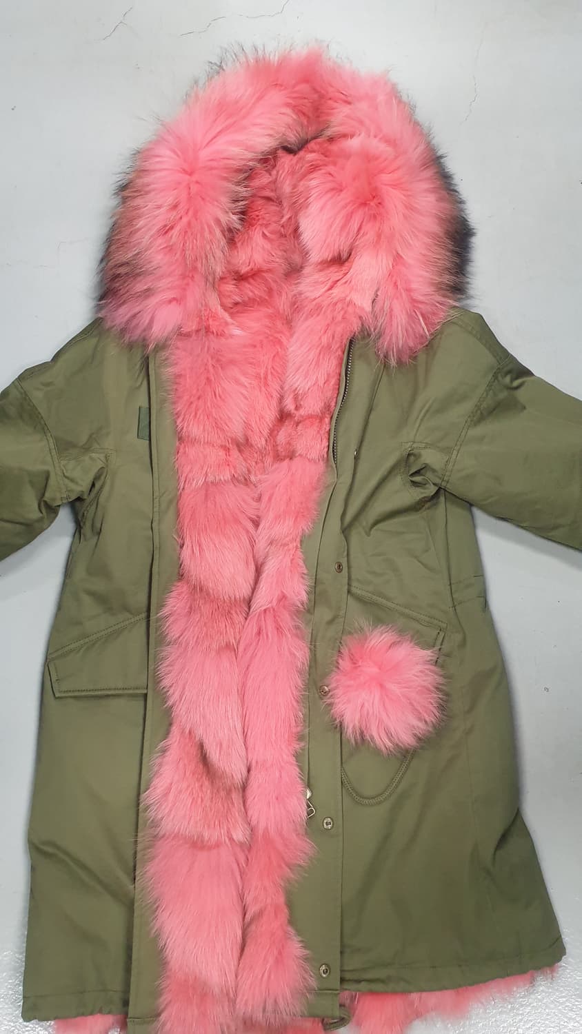 엣지 핑크 폭스털 야상 점퍼 66 상품이미지1