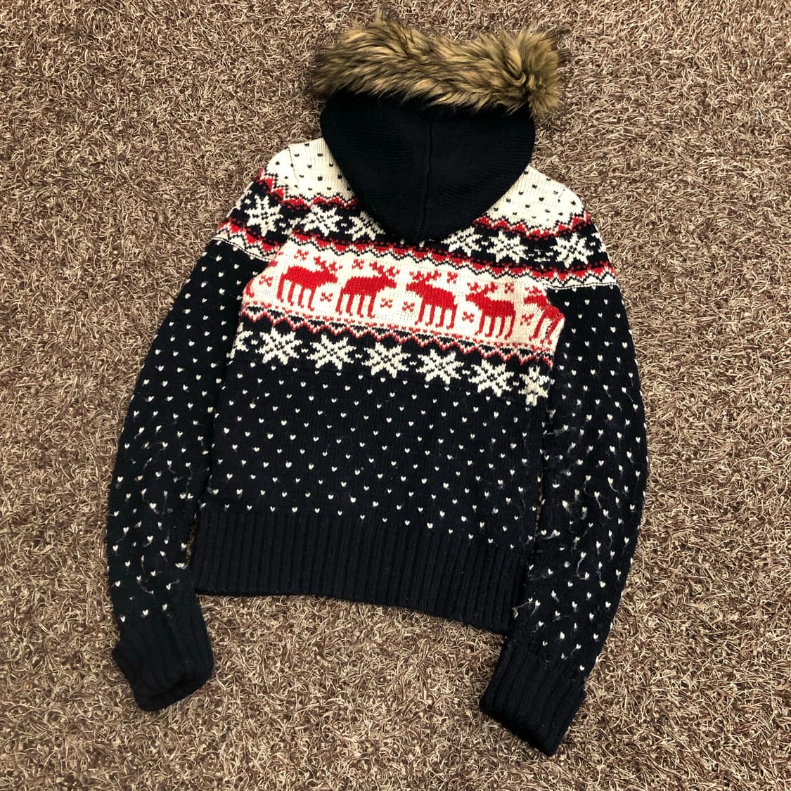 아베크롬비 울프죠 노르딕 하트 패턴 니트 집업 자켓 상품이미지4