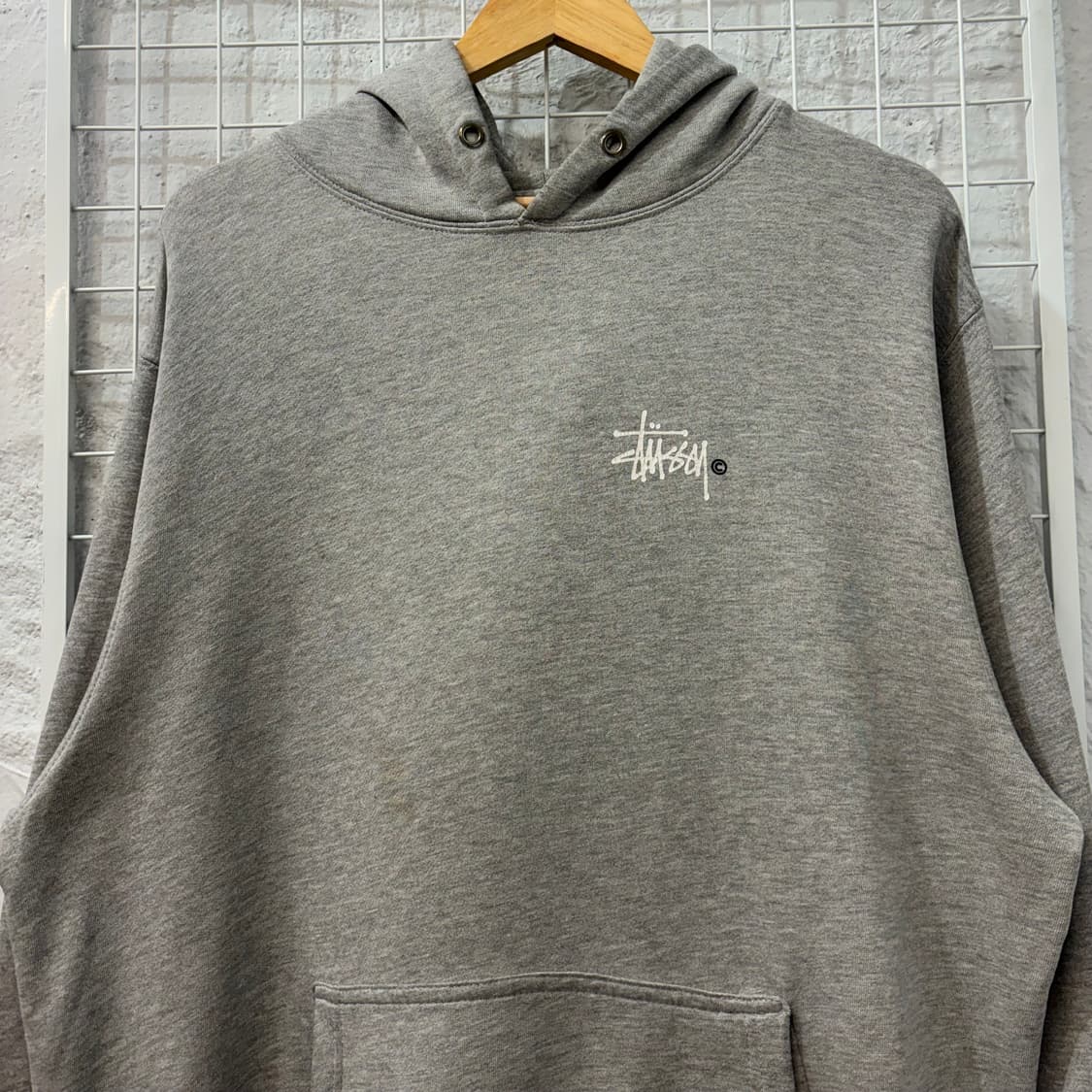 스투시 빅 로고 그레이 후드티 XL 상품이미지3