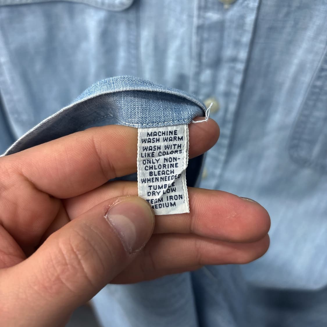 90s 폴로 랄프로렌 뉴 덩가리 샴브레이 워크셔츠 캣아이버튼 N1083 상품이미지8