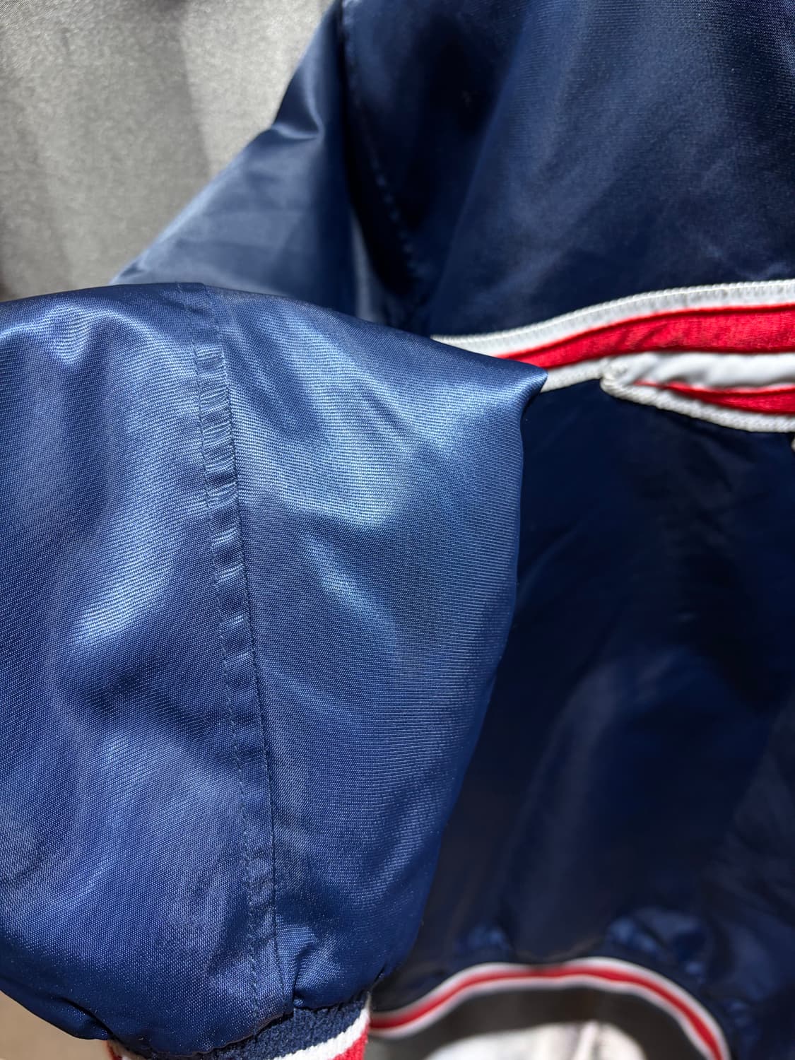 M NFL 빅로고 사틴 네이비 레드라인 바시티 상품이미지10