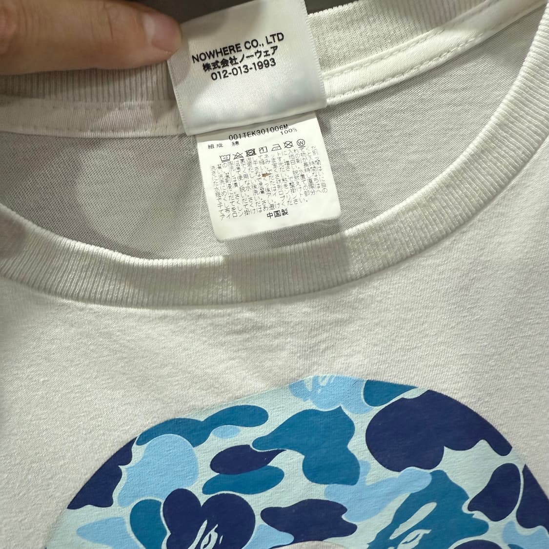 M 베이프BAPE ABC 카모 빅 에이프 헤드 티셔츠 화이트 블루 상품이미지4