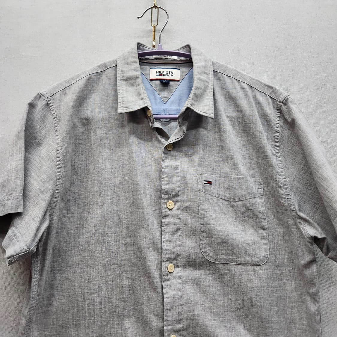 타미힐피거 로고 원포켓 린넨혼방 반팔셔츠 S(M) 남여공용 상품이미지2