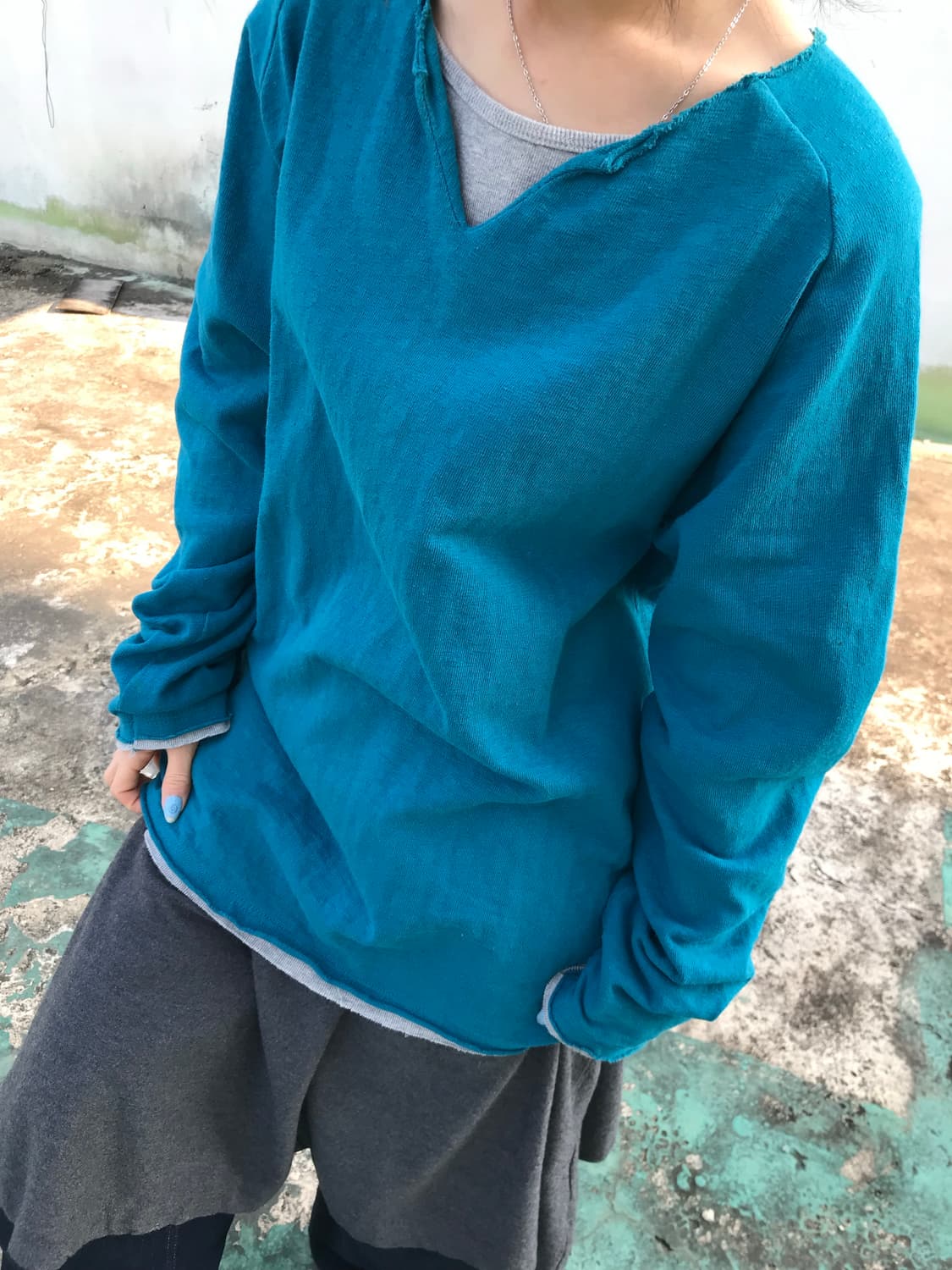 Global Work 블루 레이어드 맨투맨 티셔츠 상품이미지2