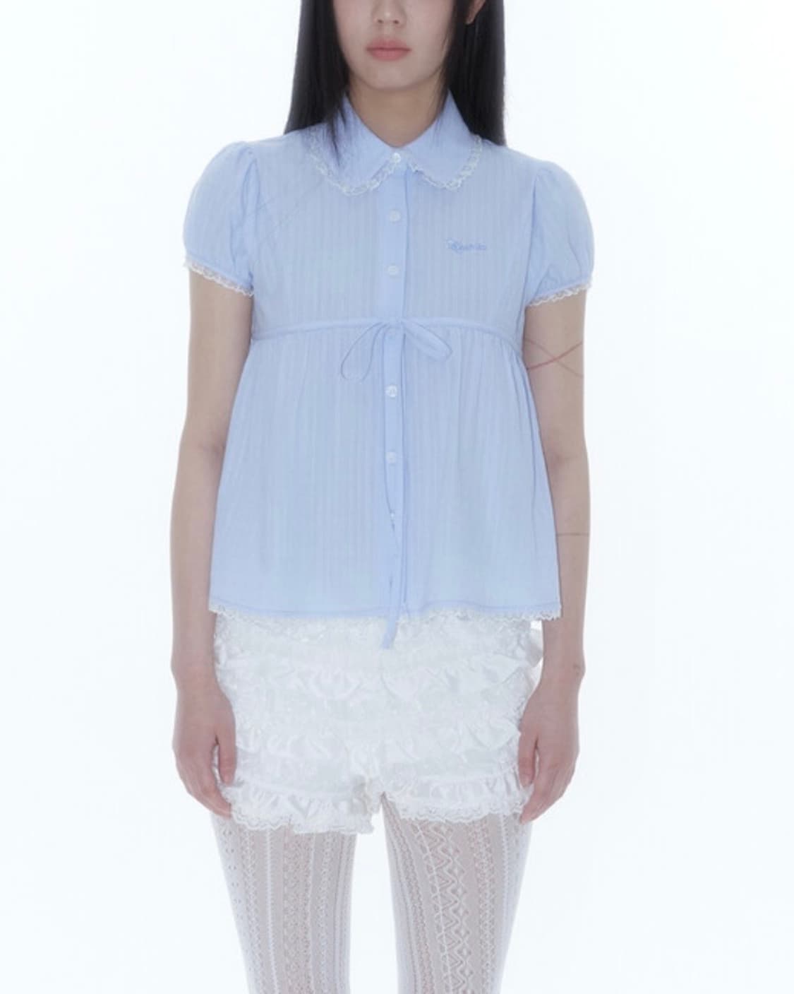 카시코) 퍼프 슬리브 레이스 셔츠  상품이미지2