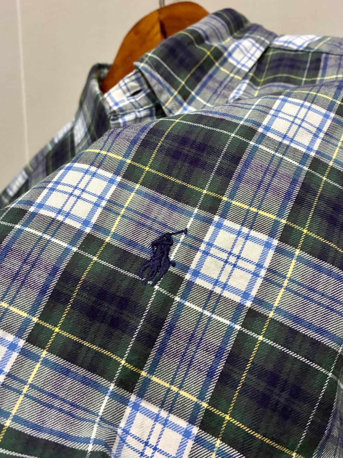 (M~L)POLO 폴로랄프로렌 클래식 그린 타탄체크 버튼다운 셔츠 상품이미지4