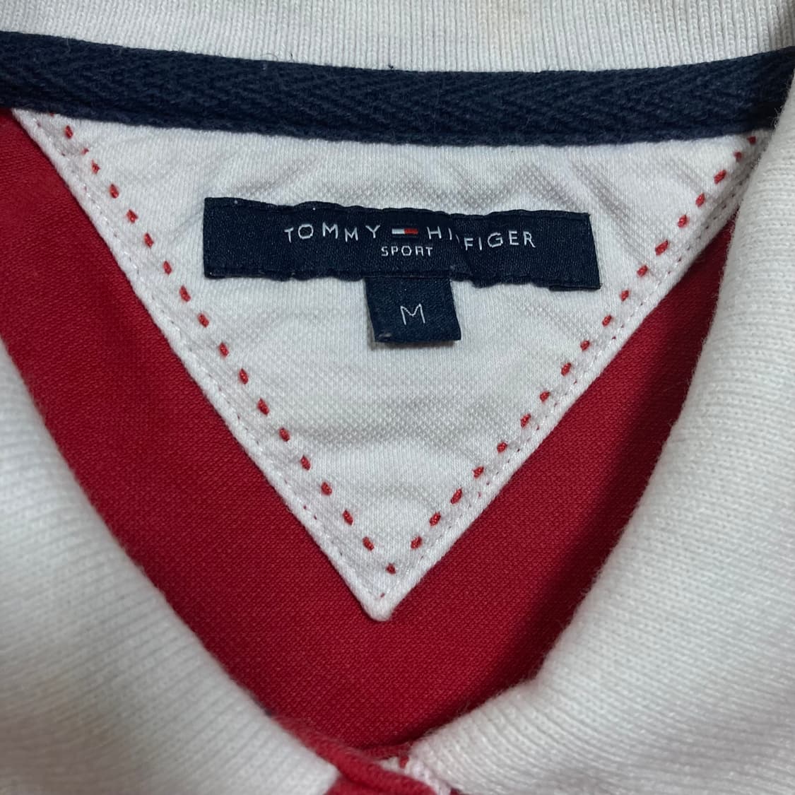 타미힐피거 USA 로고 y2k 레드 카라 반팔티 상품이미지4