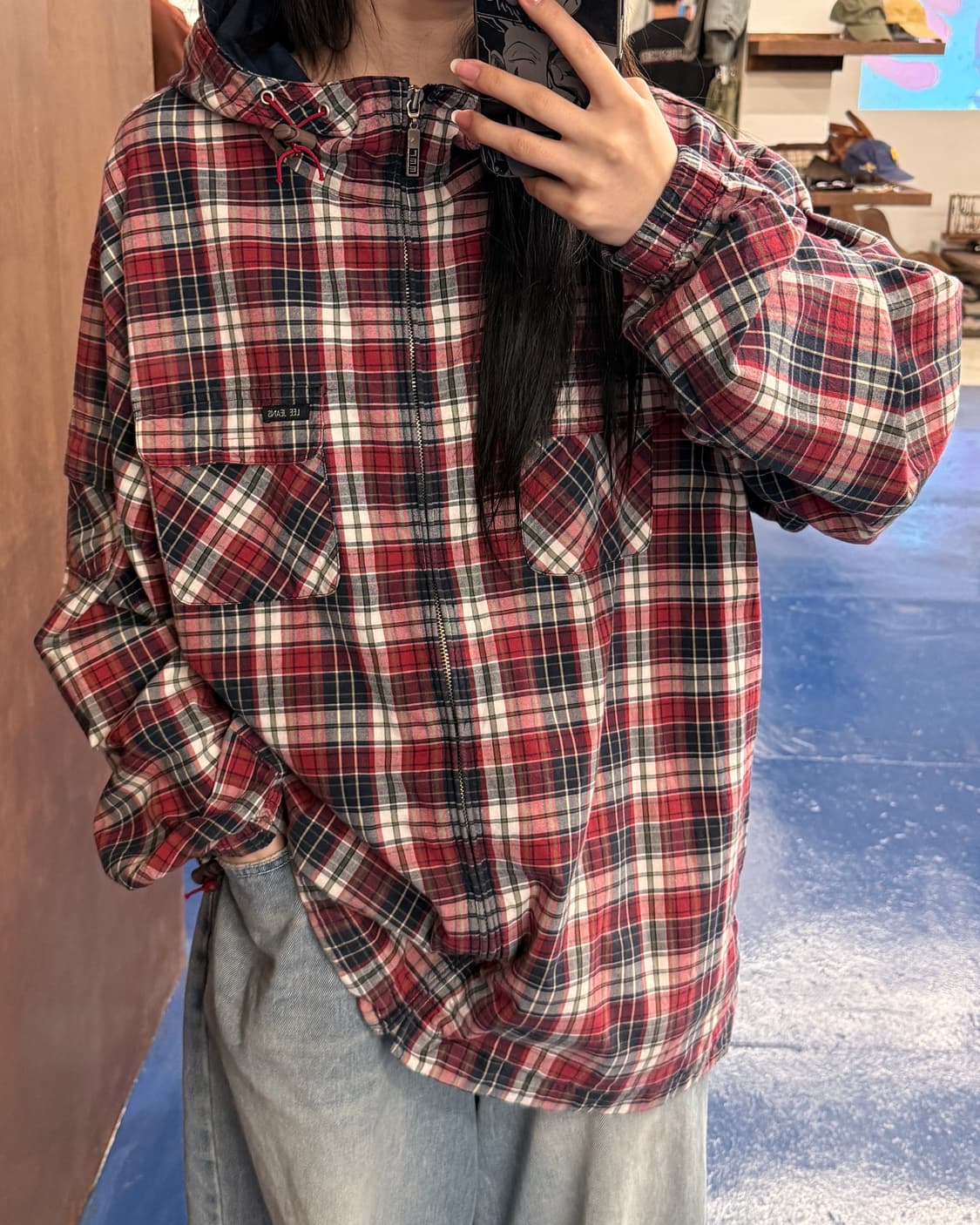 1990s Lee 리 쌍바울 체크 후드자켓 상품이미지1