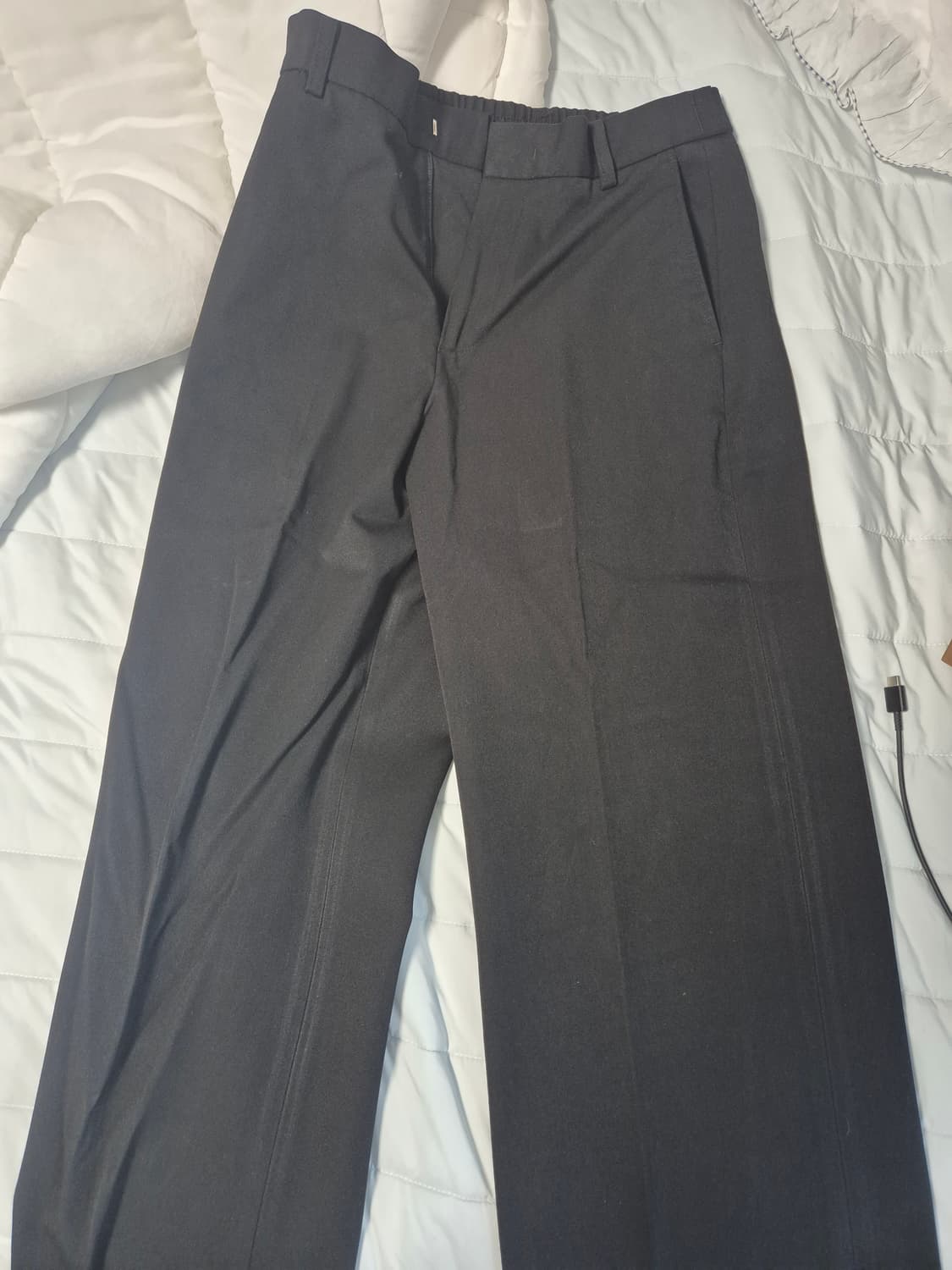 (깡스타일리스트콜라보)드로우핏 밴딩 와이드 슬랙스 블랙 s 상품이미지1