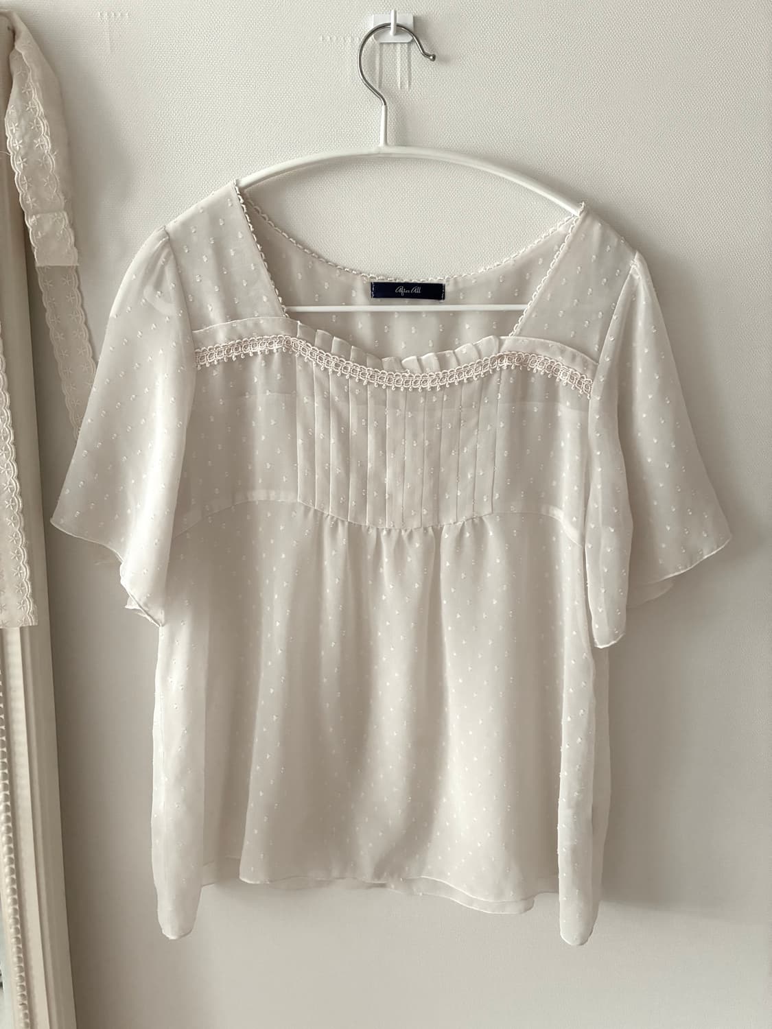 일본 빈티지 도트 반팔 블라우스 상품이미지1