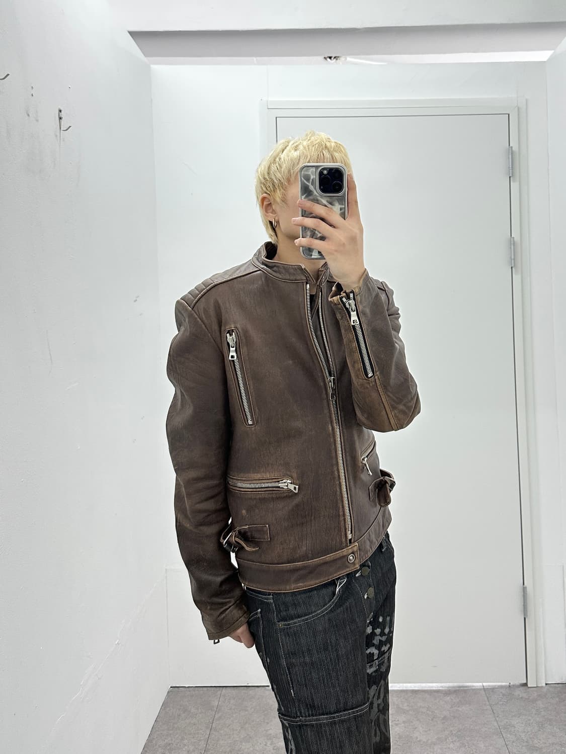 ITALY leather sheepskin motor jacket 상품이미지3