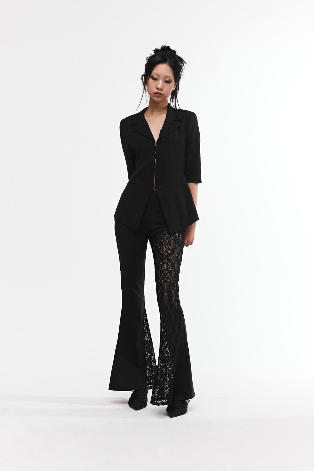 Lace Boots Cut Pants (Black) 상품이미지1