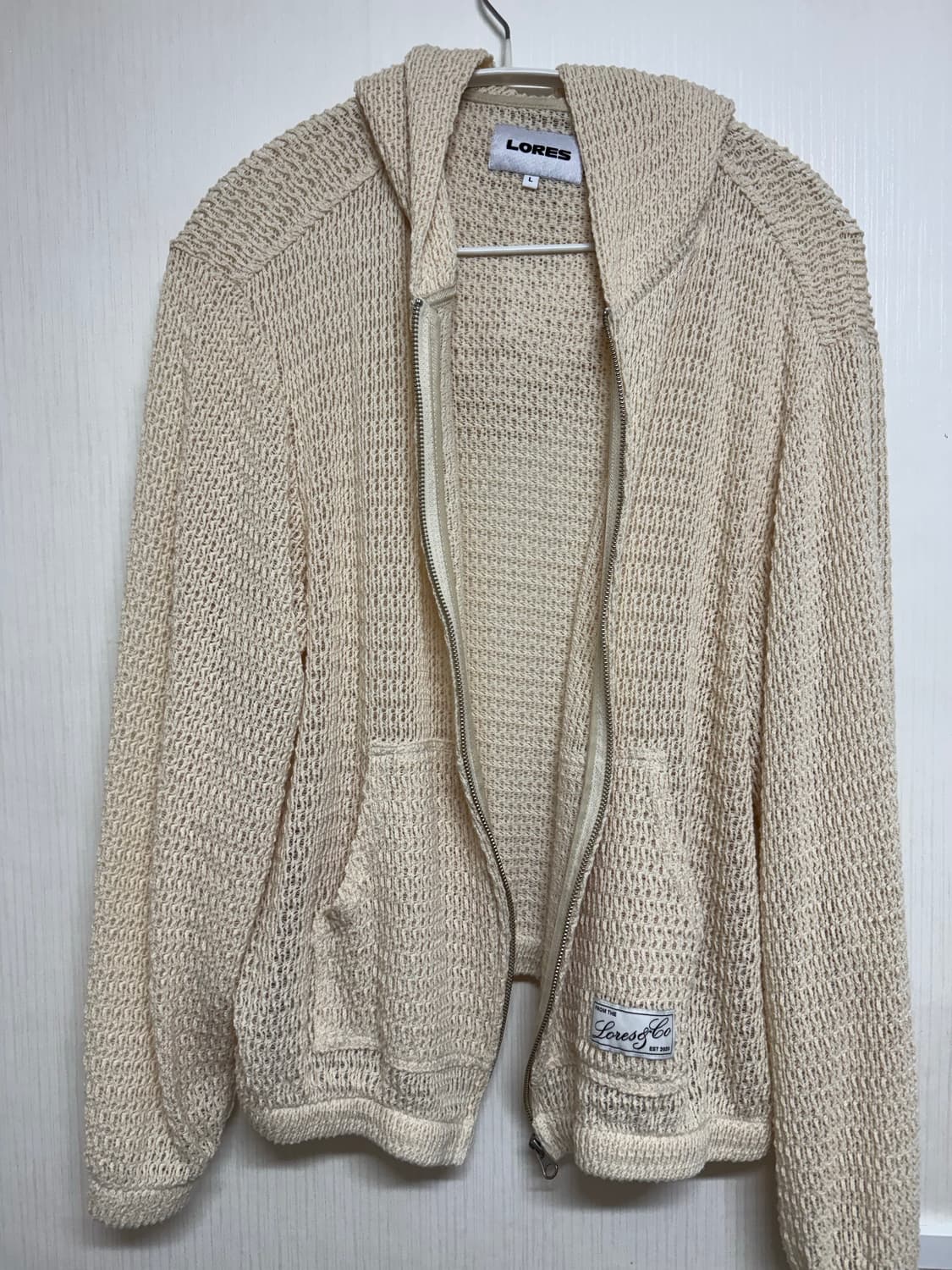 Lores 크림색 니트 후드집업 L 상품이미지2
