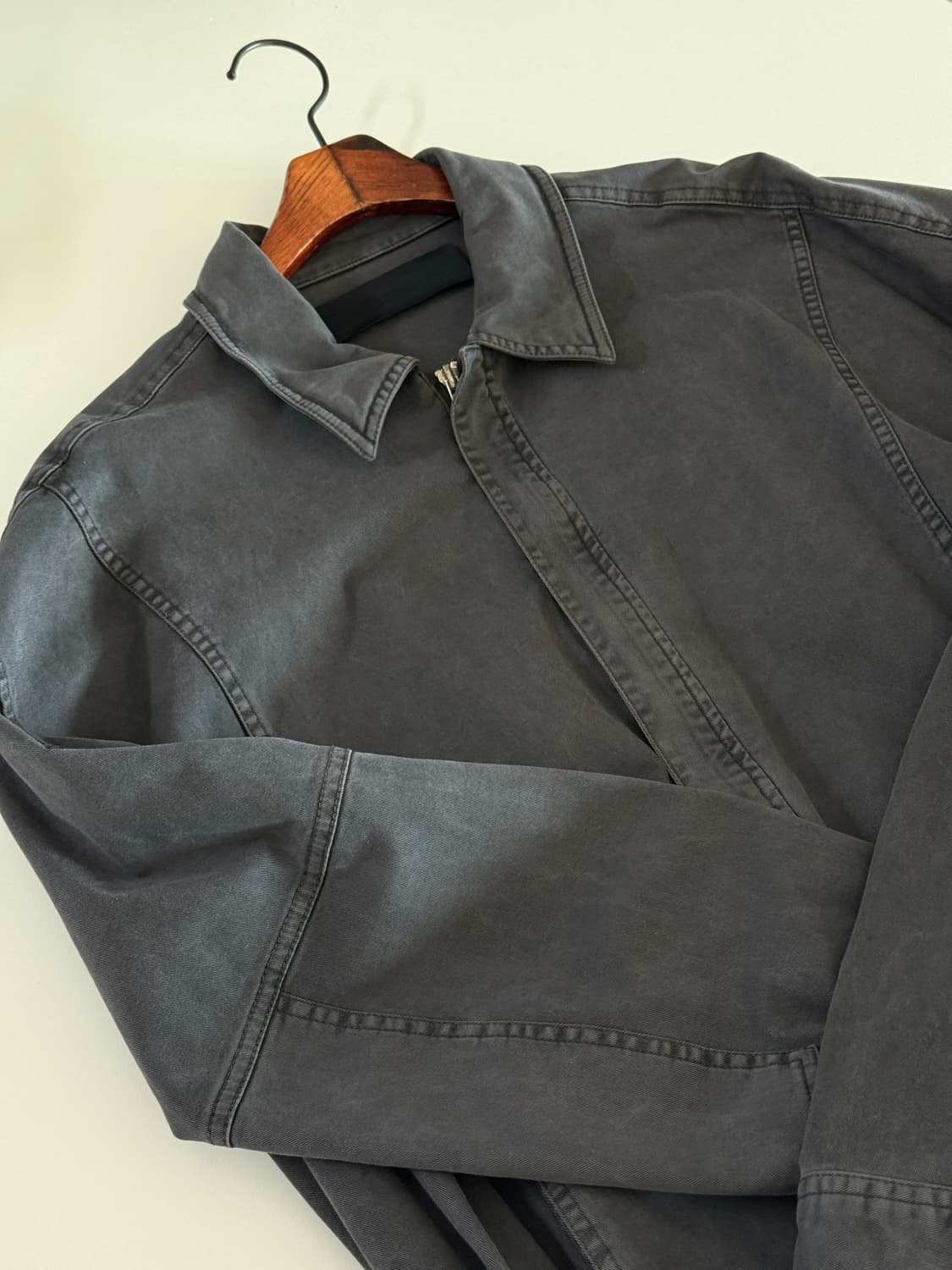 [48] 준지 가먼트다잉 크롭 블루종  상품이미지1