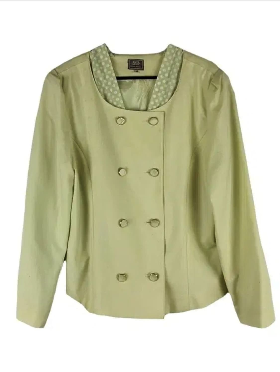 일본빈티지 논카라 더블 도트 긴팔 러블리 자켓 그린 빈티지 모리걸 상품이미지1