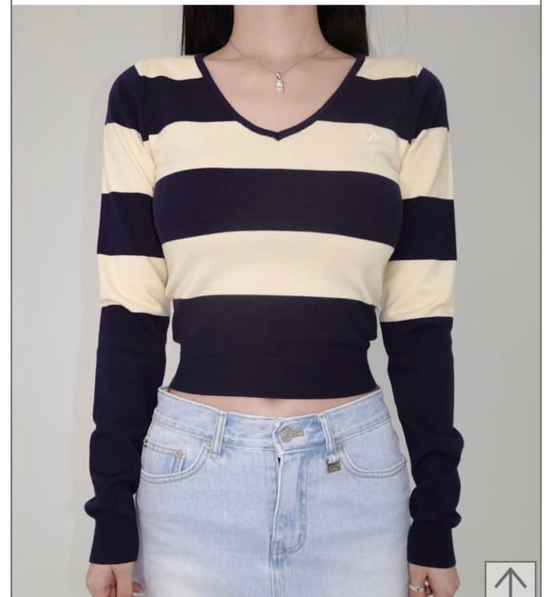 페일제이드 striped vneck knit t 네이비 상품이미지1
