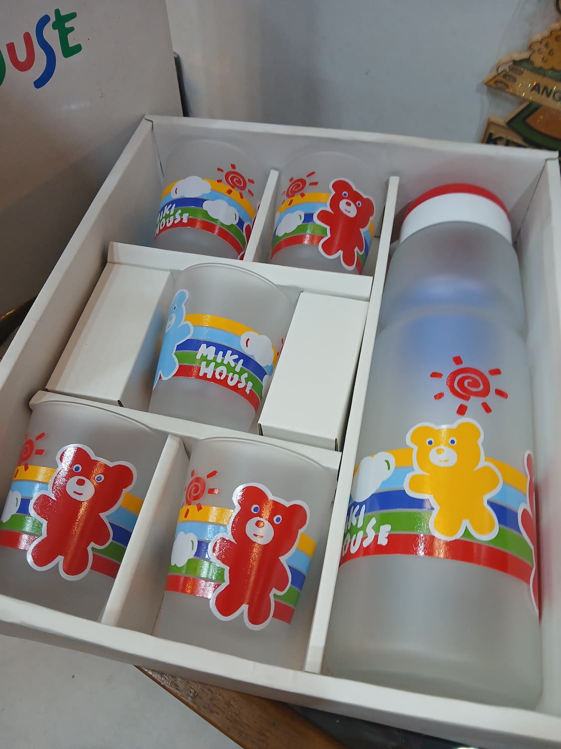 90s 미키하우스 베어 글라스 보틀,글라스 세트 상품이미지1