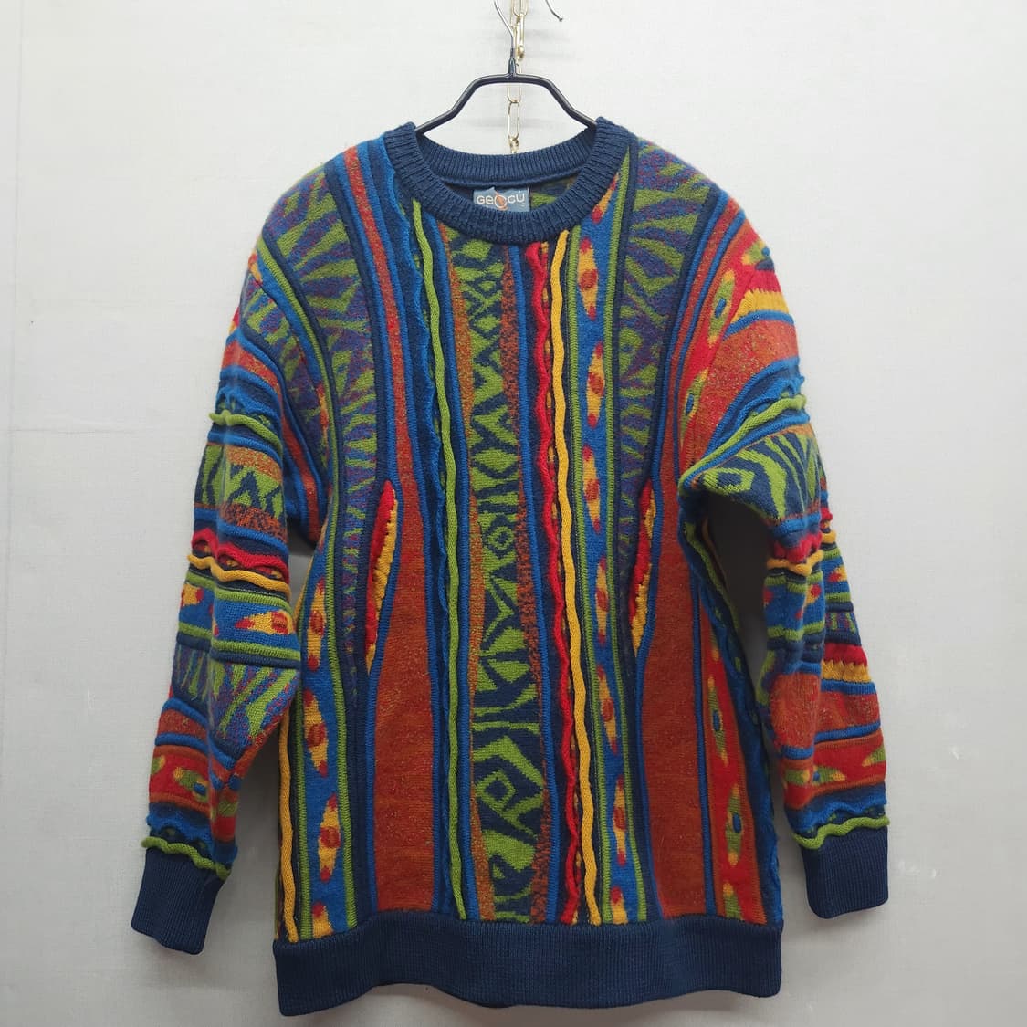 게쿠 쿠지패턴 빈티지 니트(퓨어메리노울) L 상품이미지1