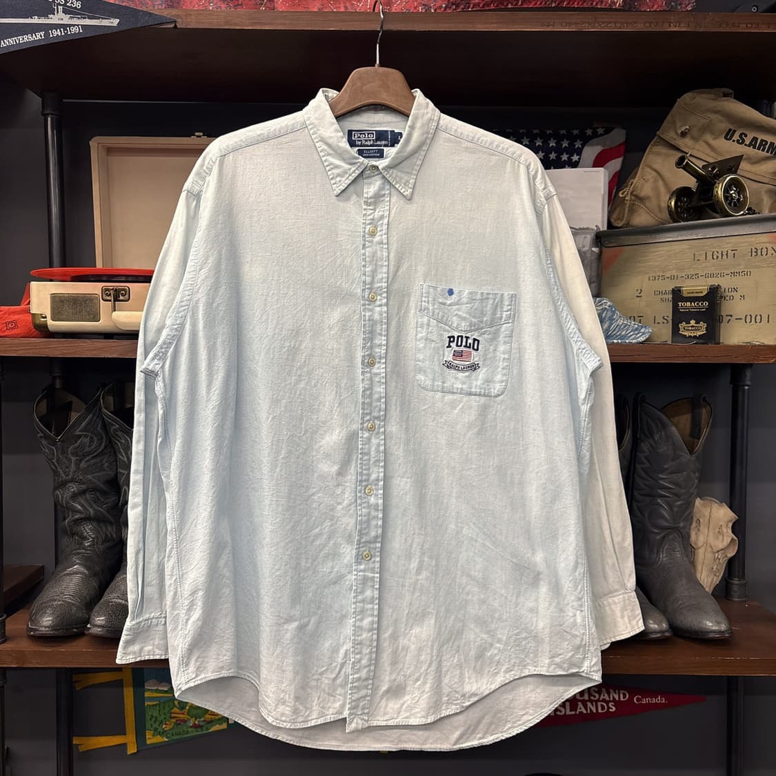90s 폴로 랄프로렌 Elliot 라인 샴브레이 워크 셔츠 N1007 상품이미지1