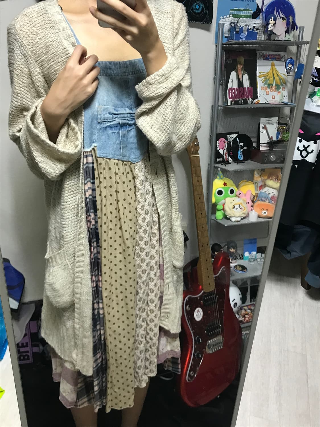 패치워크 데님 멜빵 원피스 상품이미지3
