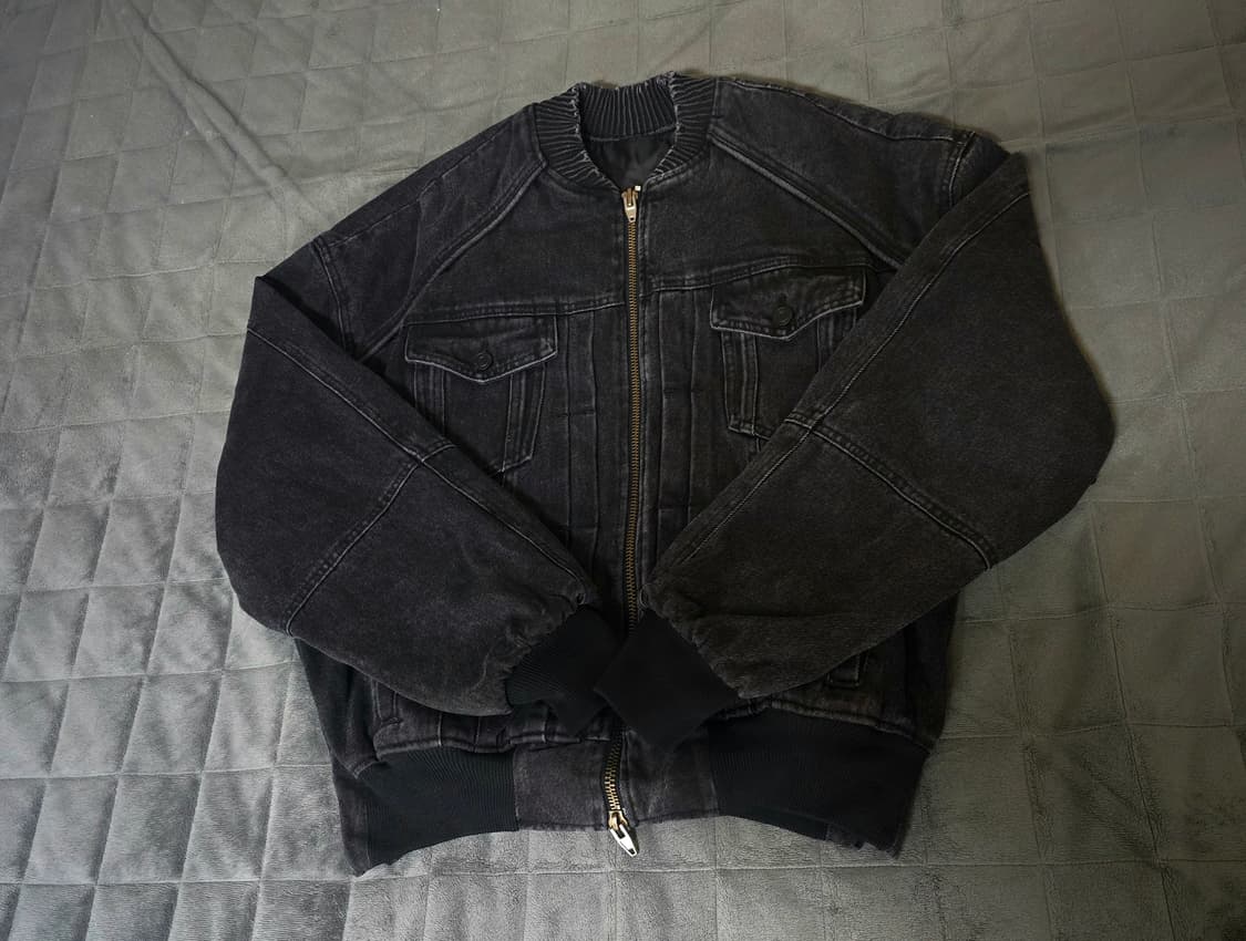 준지 흑청 데님 트러커 마원 MA-1 자켓 점퍼 46사이즈 상품이미지5
