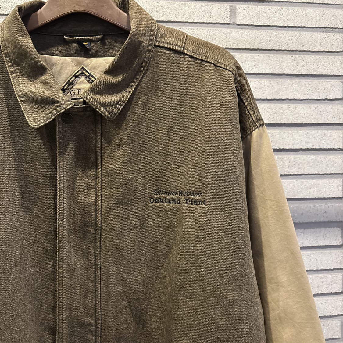 USA VINTAGE 데님 투톤 바시티 워크자켓 소매배색 자수 디테일 상품이미지6