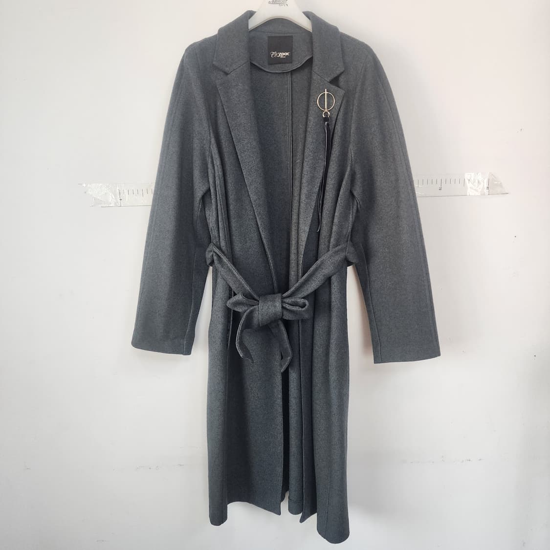 ZOOC 그레이 벨트 롱 코트 상품이미지1