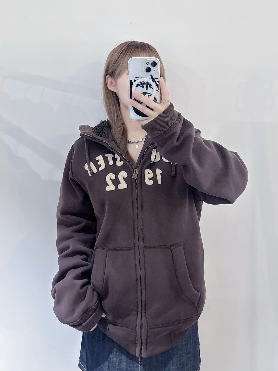 홀리스터 브라운 헤비스웻 양털 후드집업 상품이미지2