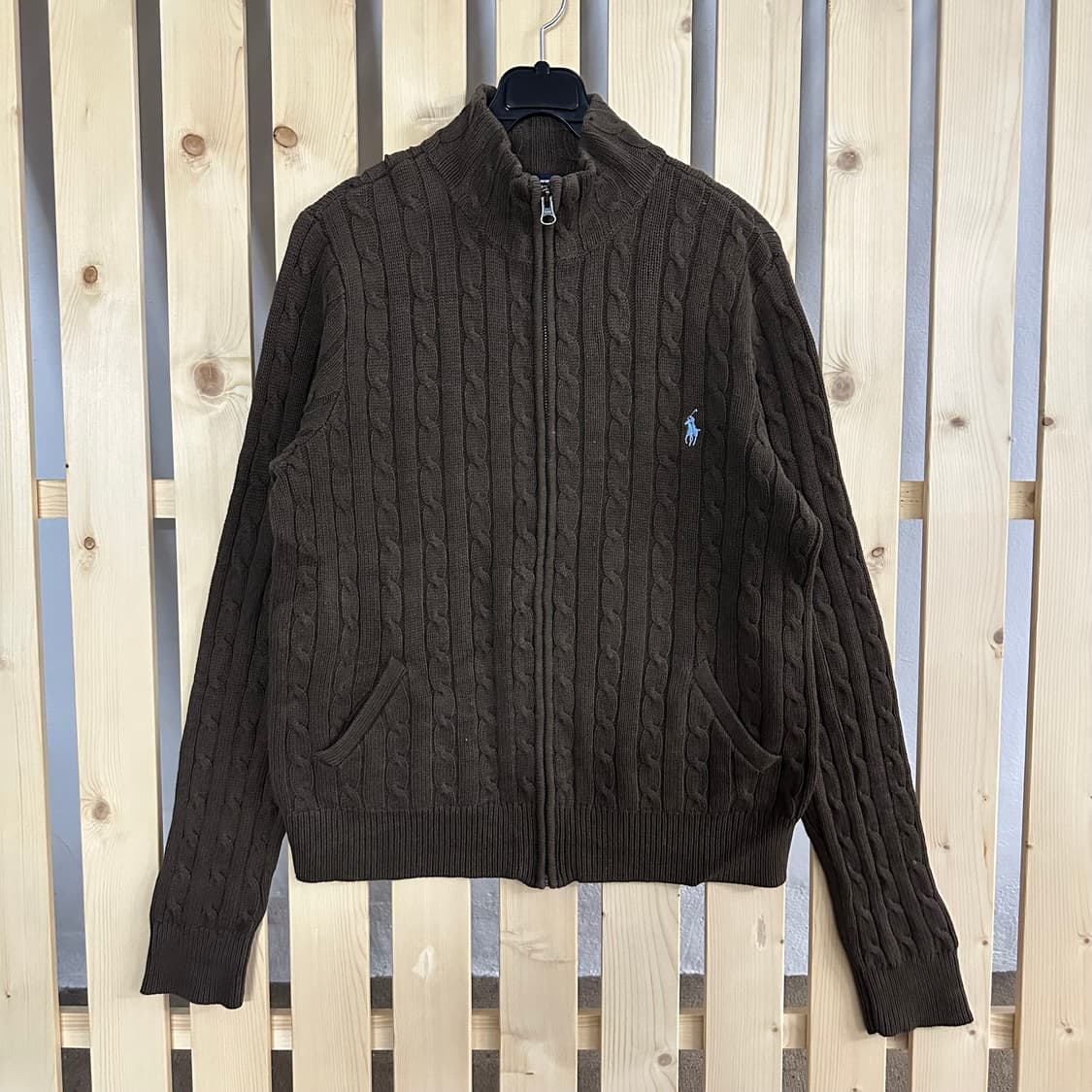 (M) 폴로 랄프로렌 브라운 케이블 니트 집업 상품이미지1