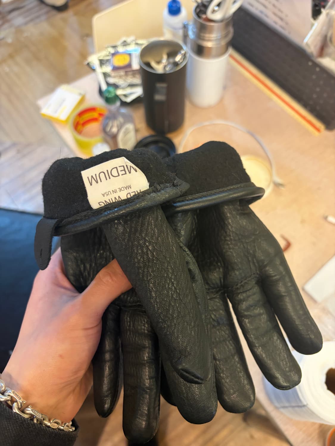 레드윙 사슴가죽 장갑 블랙 M 상품이미지3