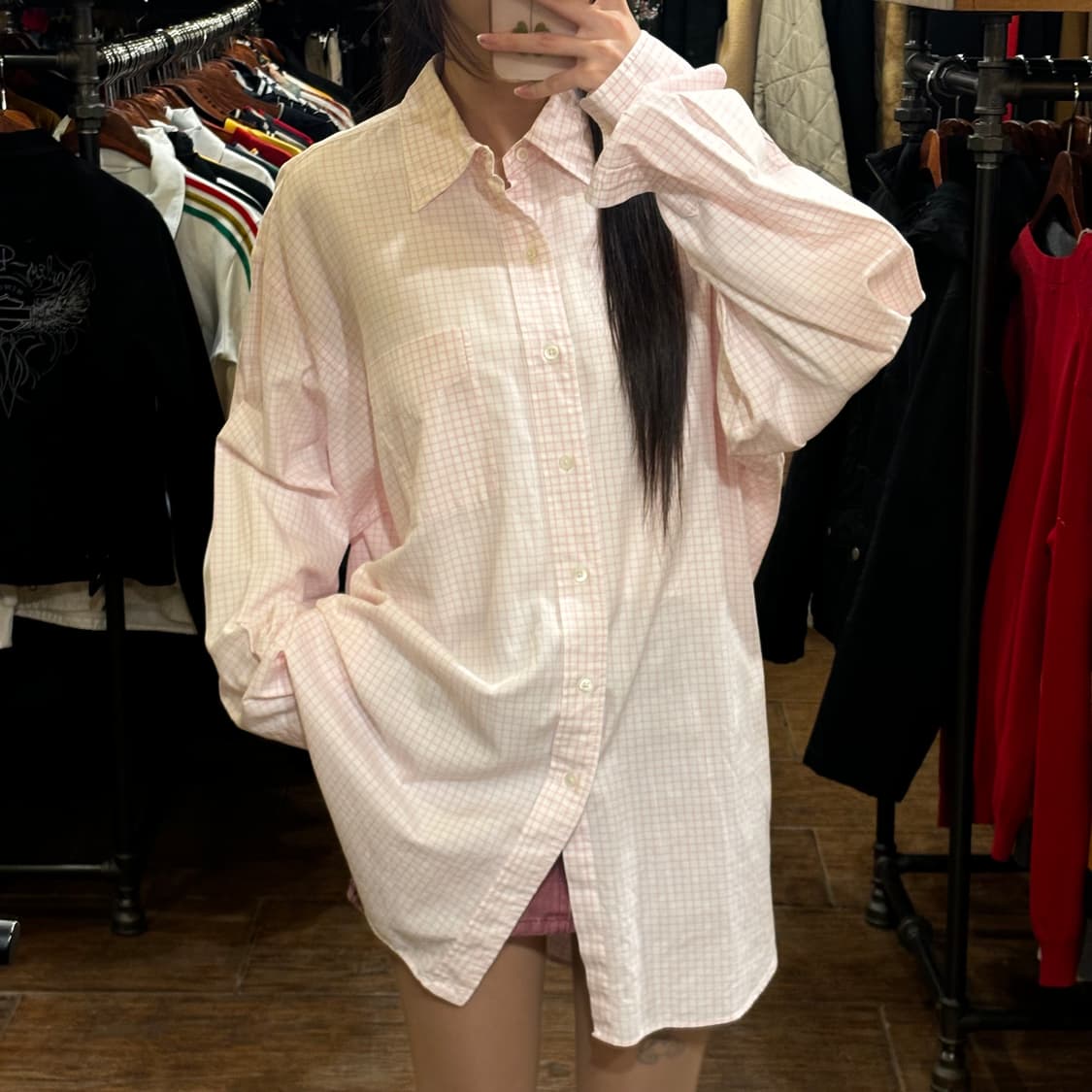 [HI] POLO 폴로 랄프로렌 핑크 체크 셔츠 L 상품이미지4