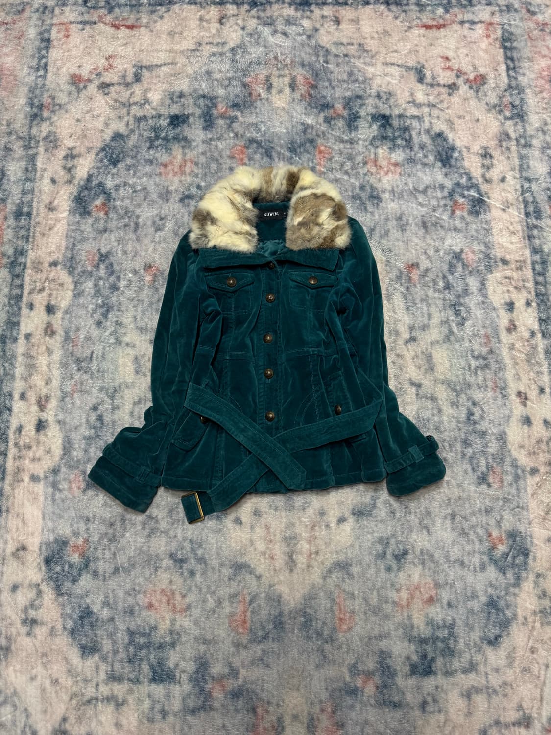 Edwin y2k emerald corduroy rex fur jacke 상품이미지2