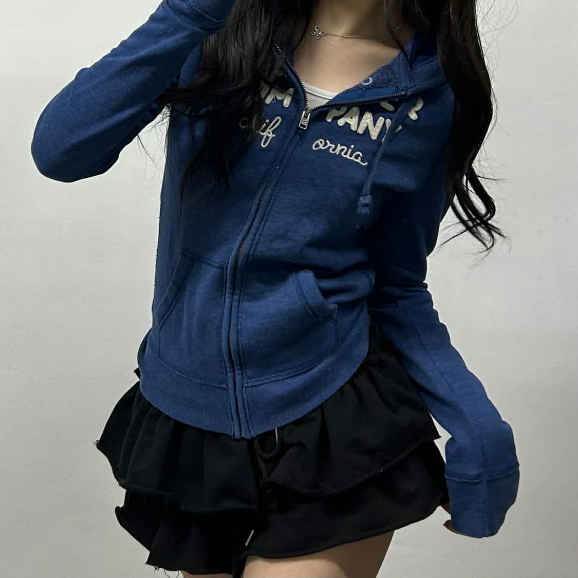 홀리스터 y2k 여리핏 걸즈 대대장 후드집업 희귀져지(M) 상품이미지3