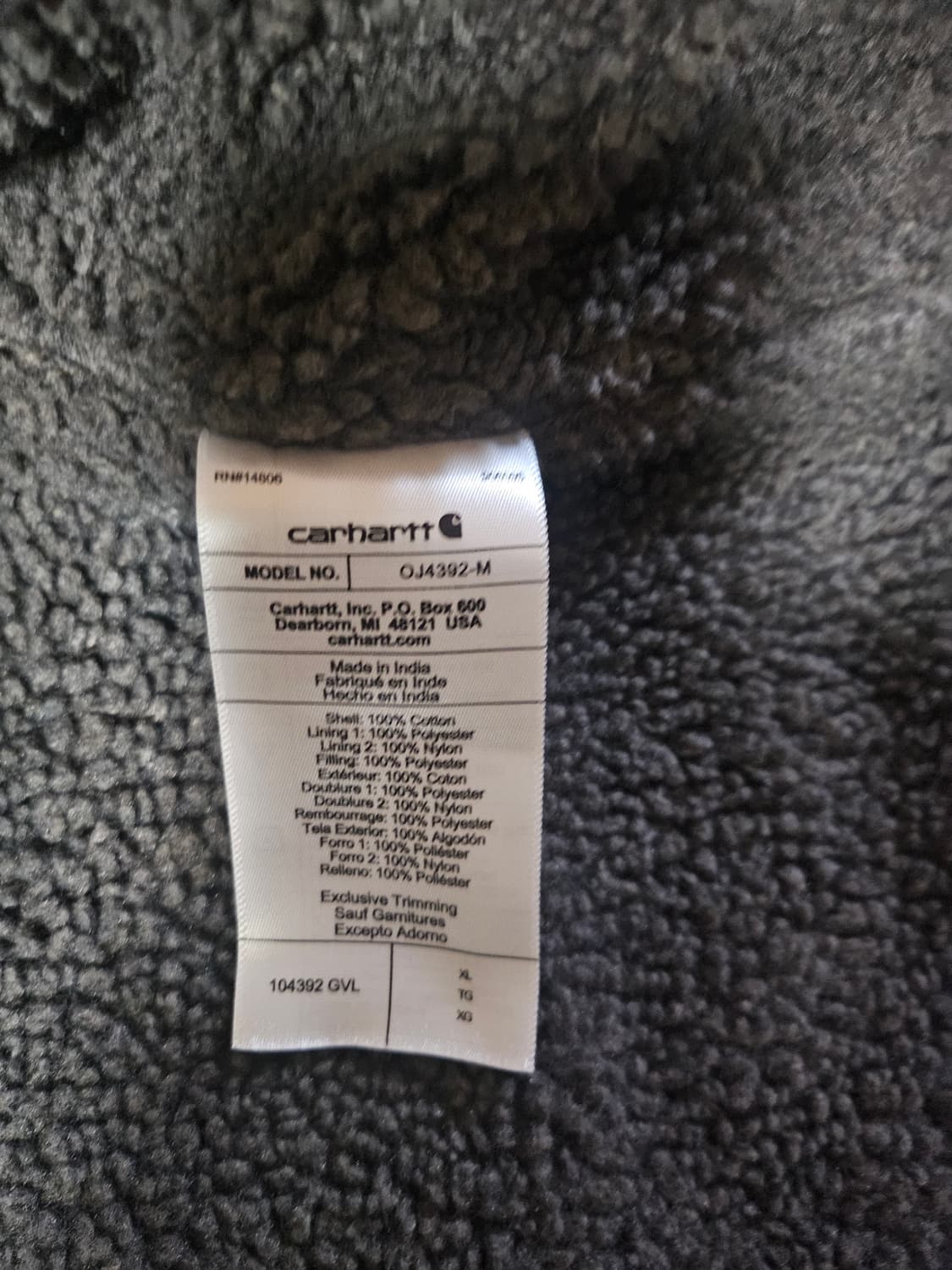 (교환가능)칼하트 워시드 덕 쉐르파 그래블 XL 상품이미지4