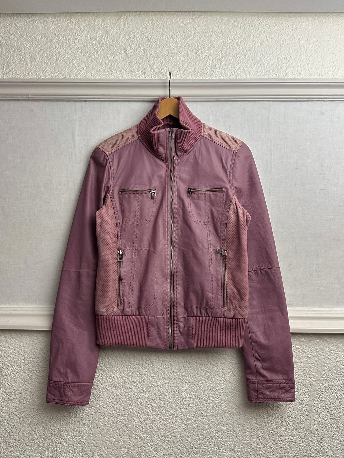 IRF 핑크 레더 모터사이클 자켓 상품이미지6