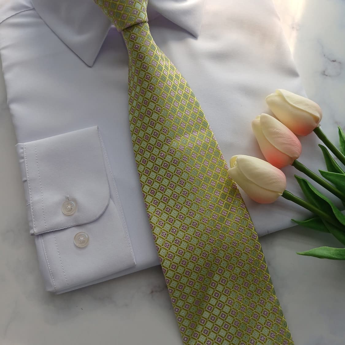 니나리치 실크 라이트그린 다이아 넥타이 8.6cm A+등급 A18744
 상품이미지6