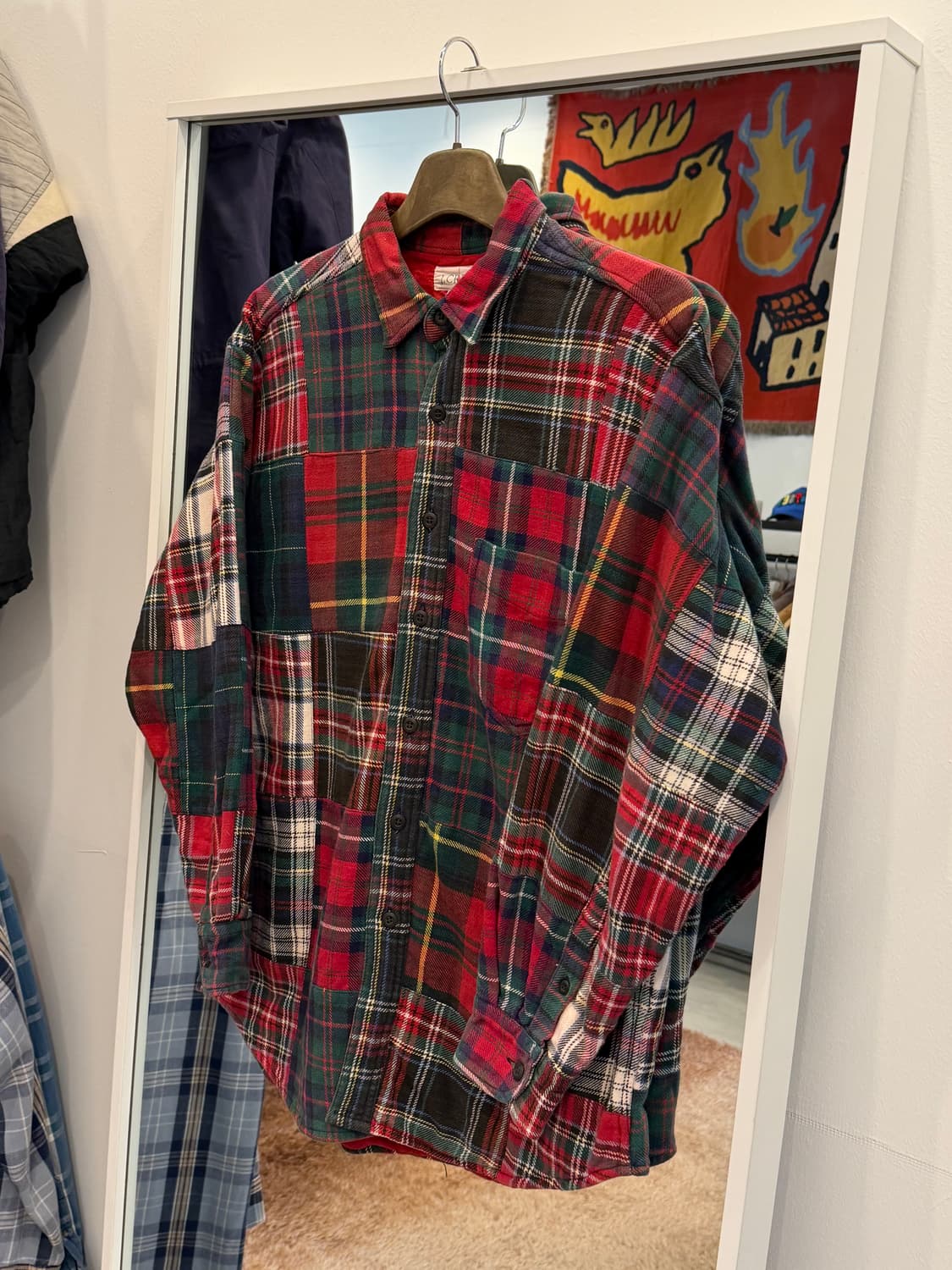 90s J.crew 제이크루 플란넬 퀼티드 패치워크 셔츠 상품이미지1