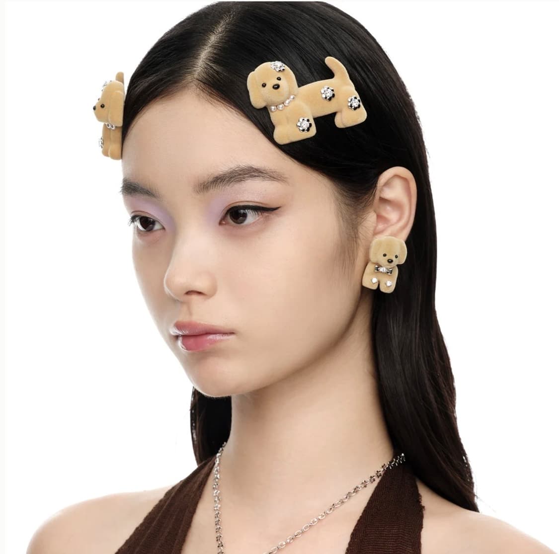 위민 플라워 데코레이티드 퍼피 헤어 핀 상품이미지2