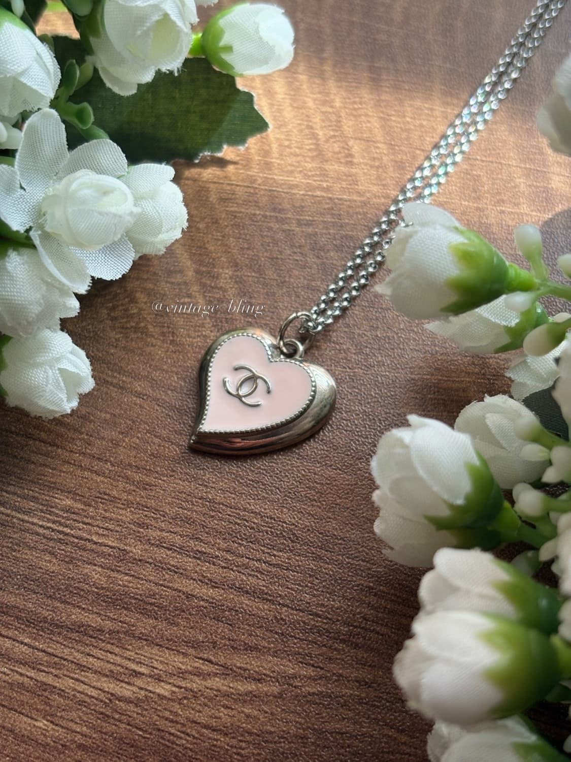 핑크) 샤넬 실버 하트 목걸이 상품이미지2
