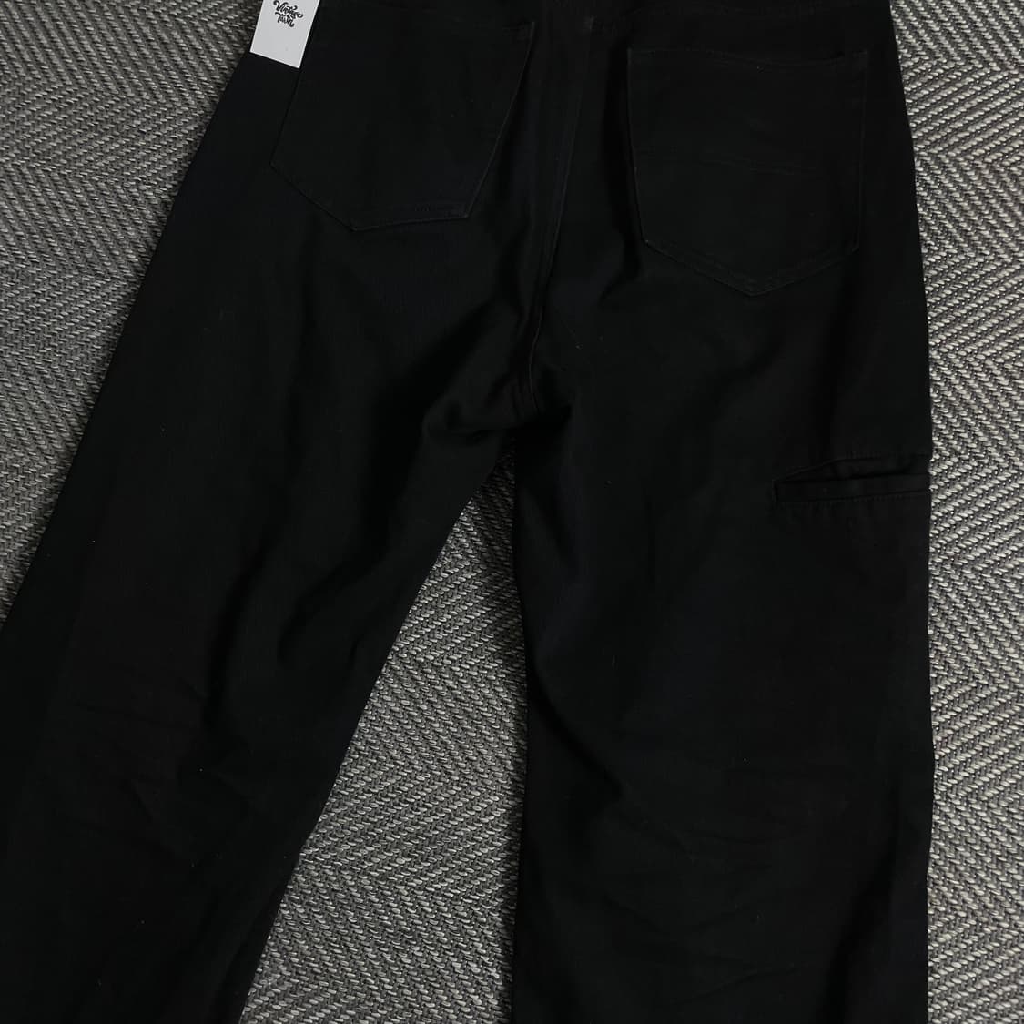벌스데이 더블니 블랙 데님 와이드 핏 워크 팬츠 o 3458 상품이미지5