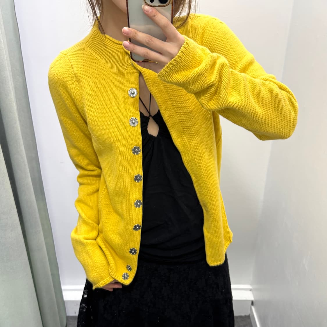 아르마니 익스체인지 백로고 옐로우 가디건 상품이미지3