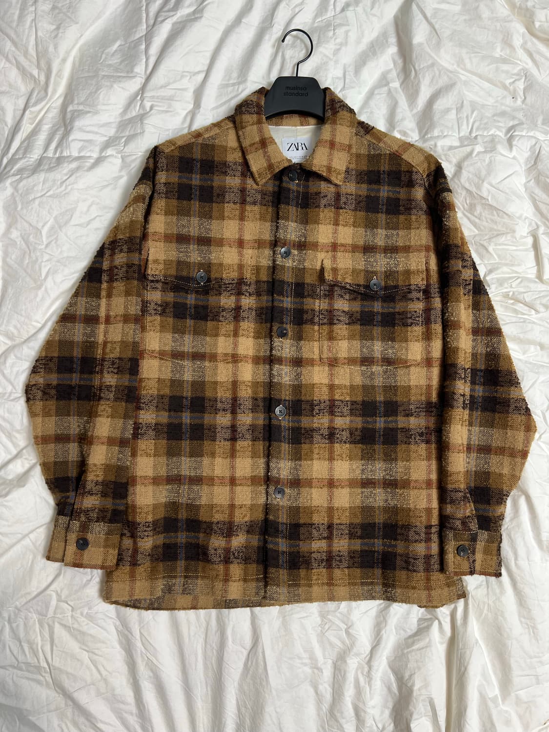 자라 부클 울 체크셔츠 상품이미지1